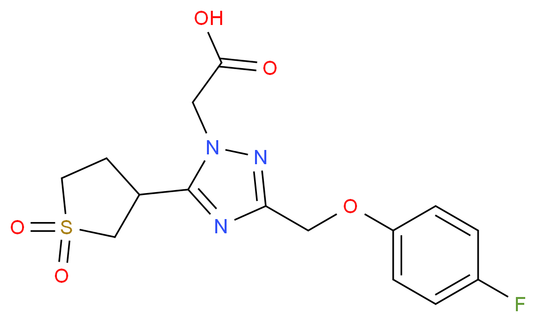 {5-(1,1-dioxidotetrahydro-3-thienyl)-3-[(4-fluorophenoxy)methyl]-1H-1,2,4-triazol-1-yl}acetic acid_Molecular_structure_CAS_)