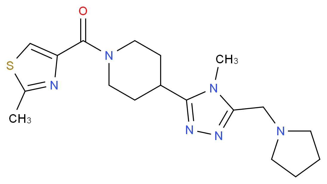 4-[4-methyl-5-(pyrrolidin-1-ylmethyl)-4H-1,2,4-triazol-3-yl]-1-[(2-methyl-1,3-thiazol-4-yl)carbonyl]piperidine_Molecular_structure_CAS_)
