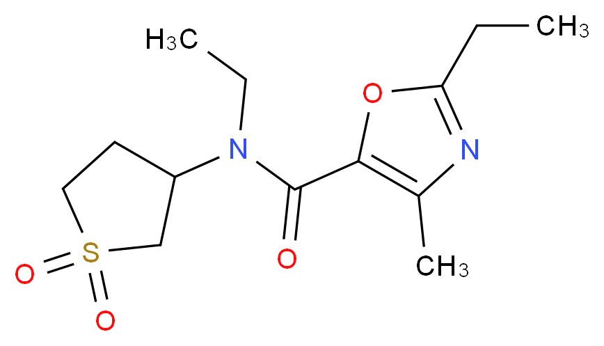 N-(1,1-dioxidotetrahydro-3-thienyl)-N,2-diethyl-4-methyl-1,3-oxazole-5-carboxamide_Molecular_structure_CAS_)