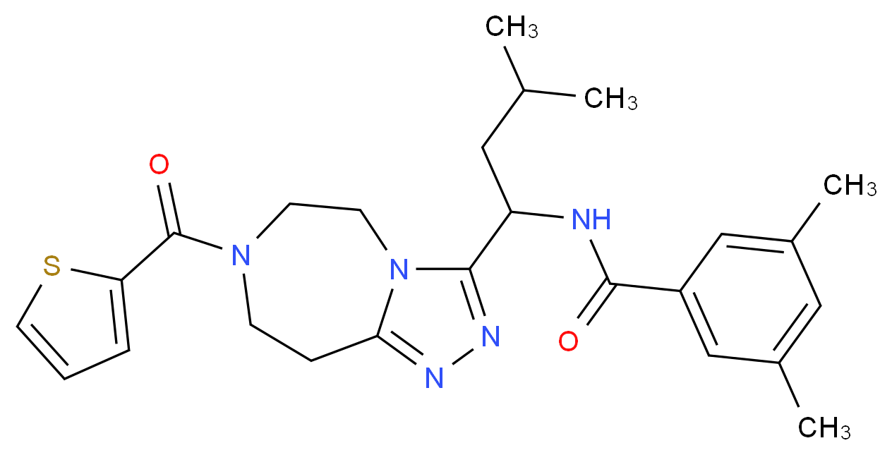 3,5-dimethyl-N-{3-methyl-1-[7-(2-thienylcarbonyl)-6,7,8,9-tetrahydro-5H-[1,2,4]triazolo[4,3-d][1,4]diazepin-3-yl]butyl}benzamide_Molecular_structure_CAS_)