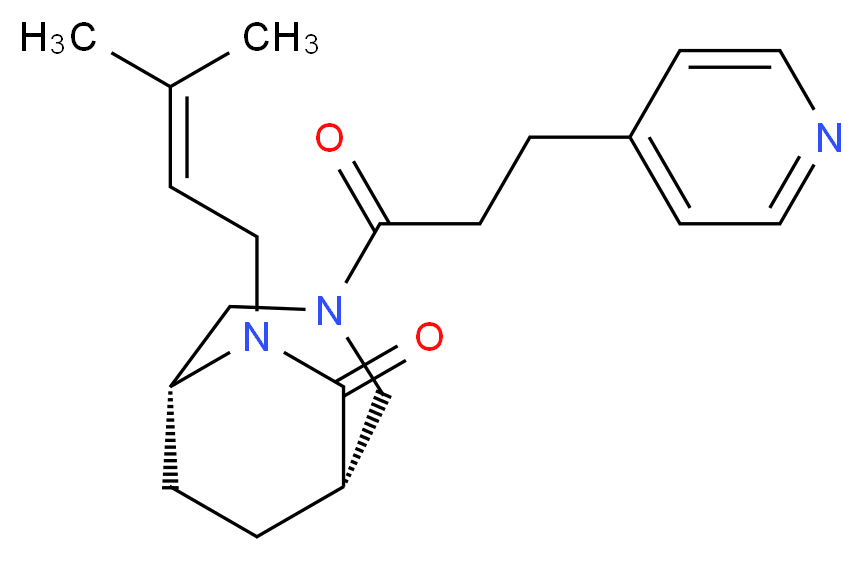 (1S*,5R*)-6-(3-methyl-2-buten-1-yl)-3-[3-(4-pyridinyl)propanoyl]-3,6-diazabicyclo[3.2.2]nonan-7-one_Molecular_structure_CAS_)