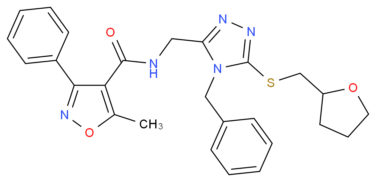 N-({4-benzyl-5-[(tetrahydro-2-furanylmethyl)thio]-4H-1,2,4-triazol-3-yl}methyl)-5-methyl-3-phenyl-4-isoxazolecarboxamide_Molecular_structure_CAS_)