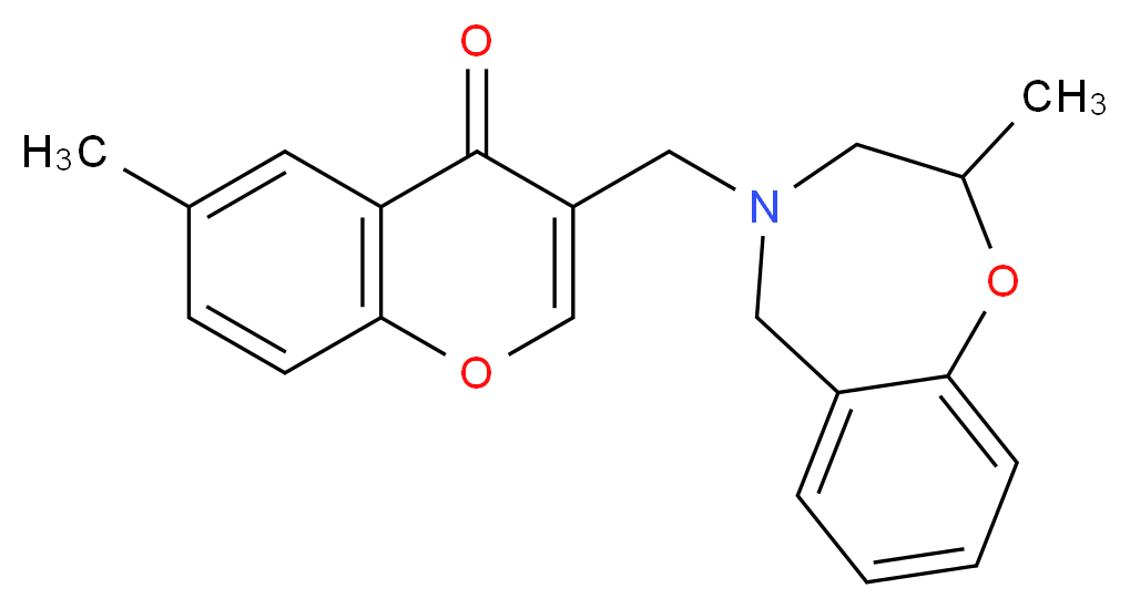 6-methyl-3-[(2-methyl-2,3-dihydro-1,4-benzoxazepin-4(5H)-yl)methyl]-4H-chromen-4-one_Molecular_structure_CAS_)
