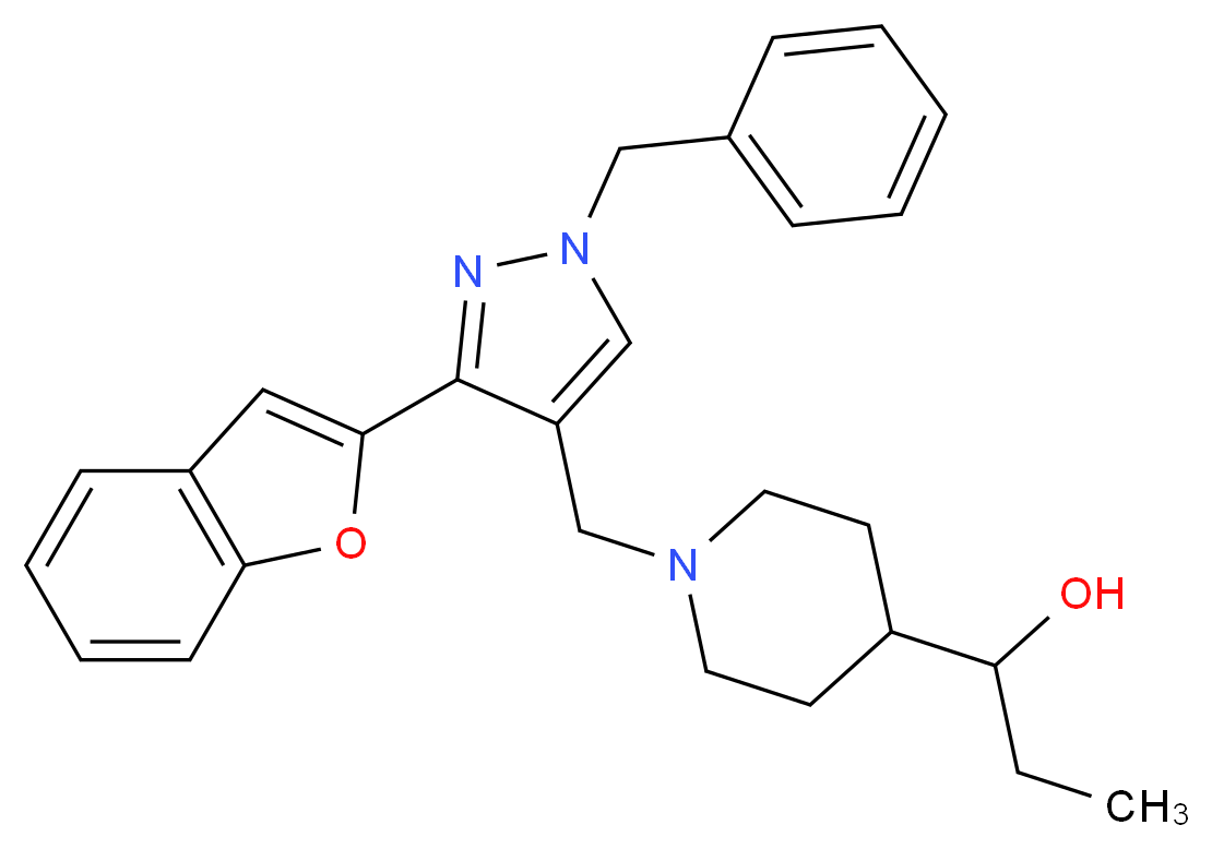 1-(1-{[3-(1-benzofuran-2-yl)-1-benzyl-1H-pyrazol-4-yl]methyl}-4-piperidinyl)-1-propanol_Molecular_structure_CAS_)