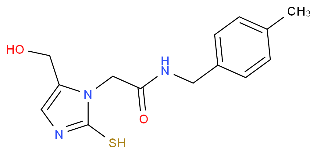 2-[5-(hydroxymethyl)-2-mercapto-1H-imidazol-1-yl]-N-(4-methylbenzyl)acetamide_Molecular_structure_CAS_)