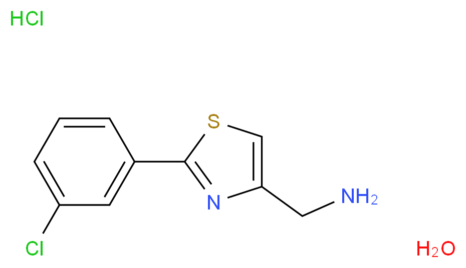 4-(Aminomethyl)-2-(3-chlorophenyl)-1,3-thiazole hydrochloride monohydrate 97%_Molecular_structure_CAS_690632-12-3)