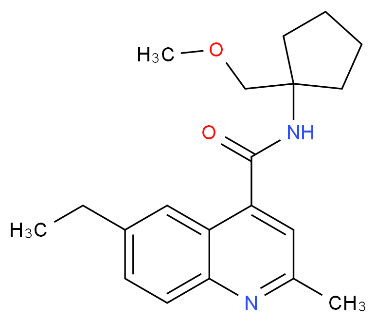 6-ethyl-N-[1-(methoxymethyl)cyclopentyl]-2-methyl-4-quinolinecarboxamide_Molecular_structure_CAS_)