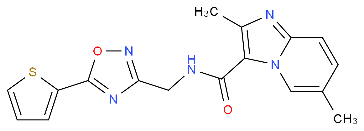 2,6-dimethyl-N-{[5-(2-thienyl)-1,2,4-oxadiazol-3-yl]methyl}imidazo[1,2-a]pyridine-3-carboxamide_Molecular_structure_CAS_)