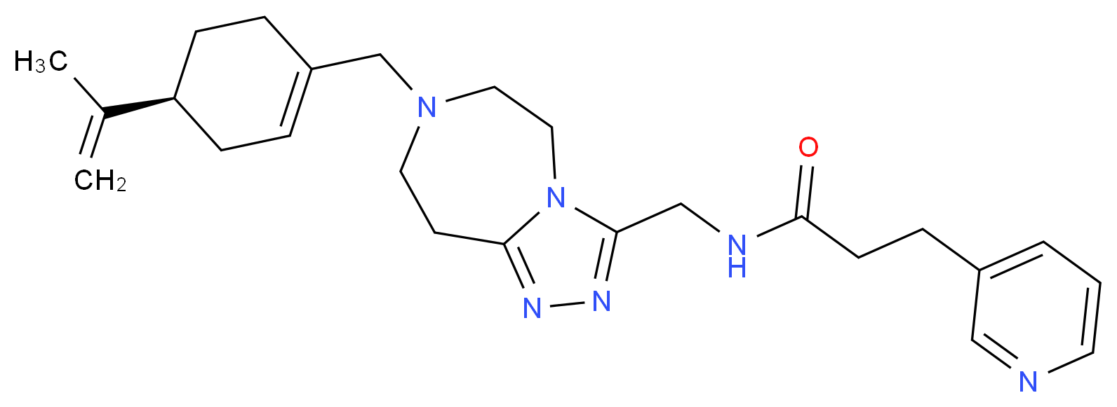 N-[(7-{[(4S)-4-isopropenyl-1-cyclohexen-1-yl]methyl}-6,7,8,9-tetrahydro-5H-[1,2,4]triazolo[4,3-d][1,4]diazepin-3-yl)methyl]-3-(3-pyridinyl)propanamide_Molecular_structure_CAS_)