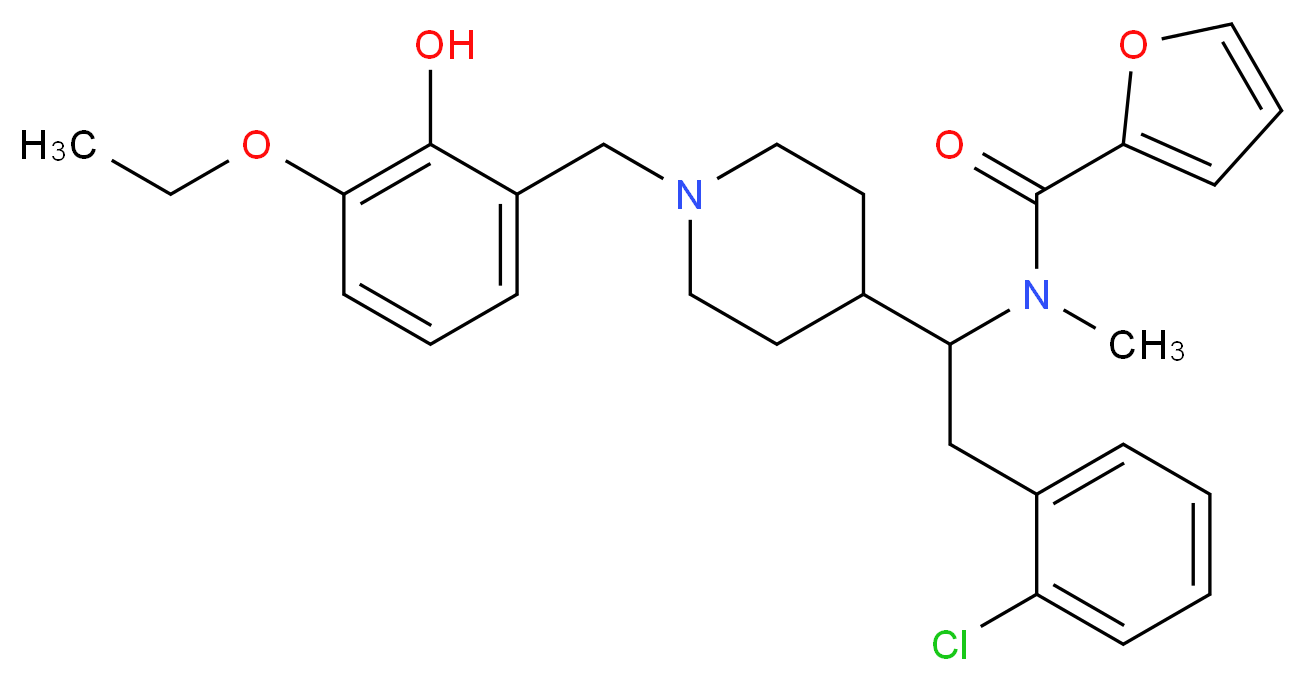 N-{2-(2-chlorophenyl)-1-[1-(3-ethoxy-2-hydroxybenzyl)-4-piperidinyl]ethyl}-N-methyl-2-furamide_Molecular_structure_CAS_)