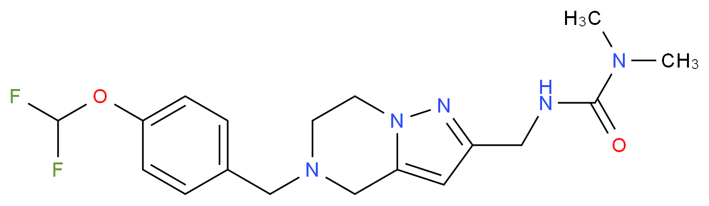 N'-({5-[4-(difluoromethoxy)benzyl]-4,5,6,7-tetrahydropyrazolo[1,5-a]pyrazin-2-yl}methyl)-N,N-dimethylurea_Molecular_structure_CAS_)