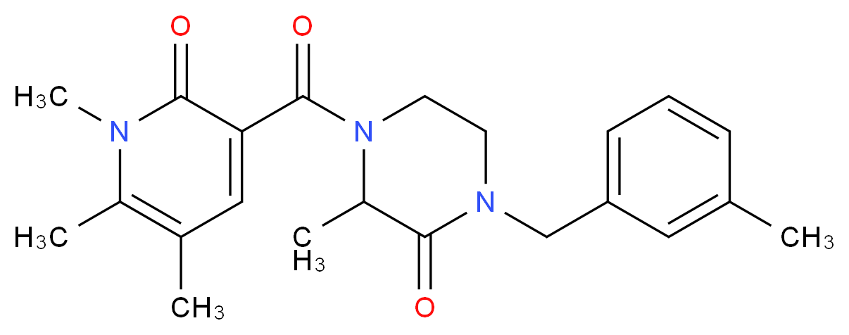 3-methyl-1-(3-methylbenzyl)-4-[(1,5,6-trimethyl-2-oxo-1,2-dihydropyridin-3-yl)carbonyl]piperazin-2-one_Molecular_structure_CAS_)