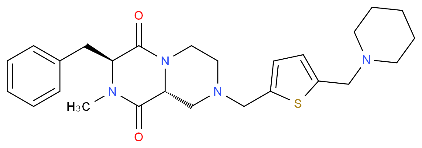 (3S,9aR)-3-benzyl-2-methyl-8-{[5-(1-piperidinylmethyl)-2-thienyl]methyl}tetrahydro-2H-pyrazino[1,2-a]pyrazine-1,4(3H,6H)-dione_Molecular_structure_CAS_)