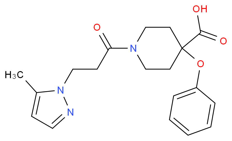 1-[3-(5-methyl-1H-pyrazol-1-yl)propanoyl]-4-phenoxypiperidine-4-carboxylic acid_Molecular_structure_CAS_)