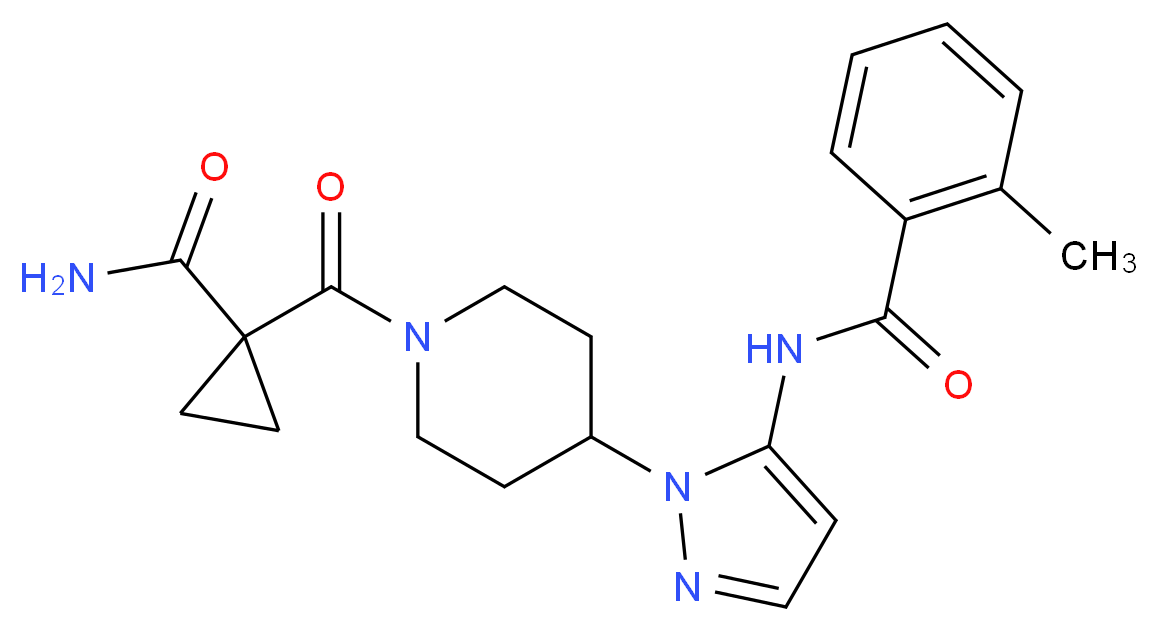 N-[1-(1-{[1-(aminocarbonyl)cyclopropyl]carbonyl}piperidin-4-yl)-1H-pyrazol-5-yl]-2-methylbenzamide_Molecular_structure_CAS_)