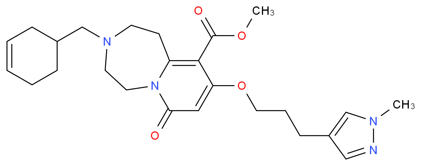 methyl 3-(3-cyclohexen-1-ylmethyl)-9-[3-(1-methyl-1H-pyrazol-4-yl)propoxy]-7-oxo-1,2,3,4,5,7-hexahydropyrido[1,2-d][1,4]diazepine-10-carboxylate_Molecular_structure_CAS_)