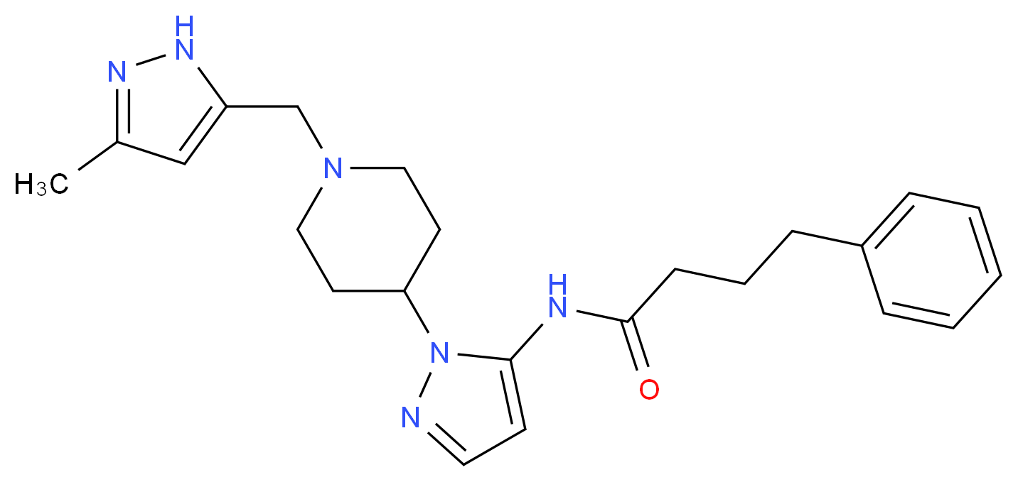 N-(1-{1-[(3-methyl-1H-pyrazol-5-yl)methyl]-4-piperidinyl}-1H-pyrazol-5-yl)-4-phenylbutanamide_Molecular_structure_CAS_)