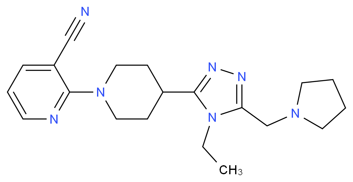 2-{4-[4-ethyl-5-(pyrrolidin-1-ylmethyl)-4H-1,2,4-triazol-3-yl]piperidin-1-yl}nicotinonitrile_Molecular_structure_CAS_)