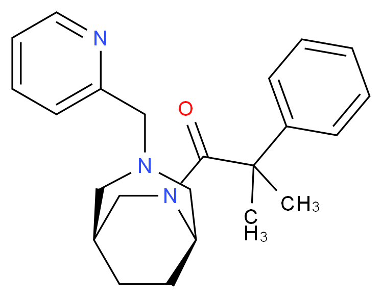 (1S*,5R*)-6-(2-methyl-2-phenylpropanoyl)-3-(2-pyridinylmethyl)-3,6-diazabicyclo[3.2.2]nonane_Molecular_structure_CAS_)