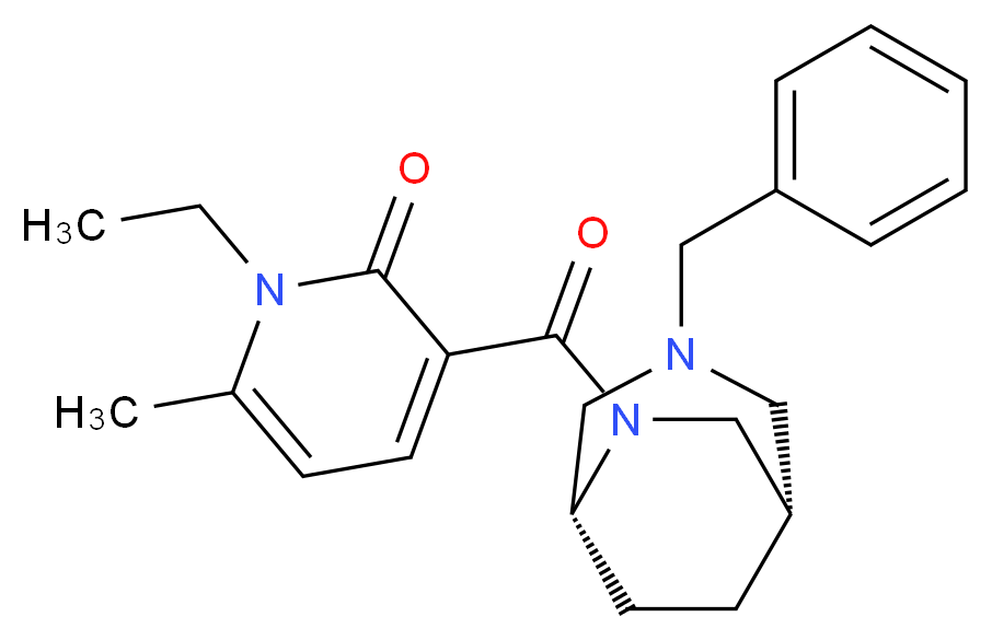 3-{[(1S*,5R*)-3-benzyl-3,6-diazabicyclo[3.2.2]non-6-yl]carbonyl}-1-ethyl-6-methylpyridin-2(1H)-one_Molecular_structure_CAS_)