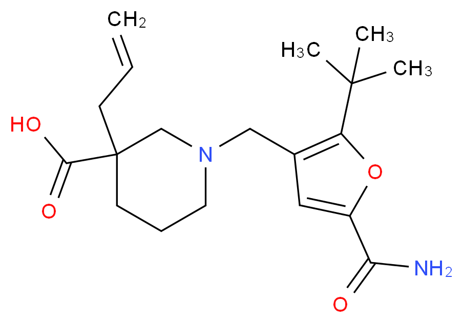 3-allyl-1-{[5-(aminocarbonyl)-2-tert-butyl-3-furyl]methyl}-3-piperidinecarboxylic acid_Molecular_structure_CAS_)