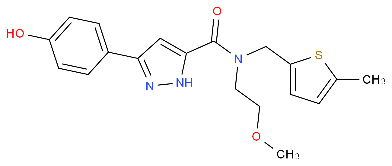 3-(4-hydroxyphenyl)-N-(2-methoxyethyl)-N-[(5-methyl-2-thienyl)methyl]-1H-pyrazole-5-carboxamide_Molecular_structure_CAS_)
