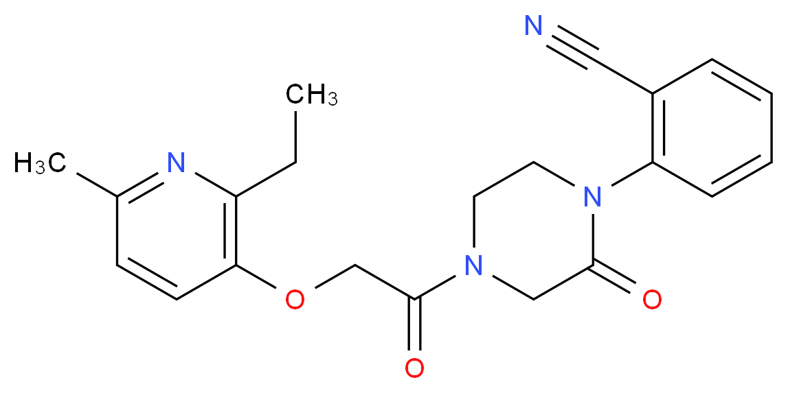 2-(4-{[(2-ethyl-6-methyl-3-pyridinyl)oxy]acetyl}-2-oxo-1-piperazinyl)benzonitrile_Molecular_structure_CAS_)