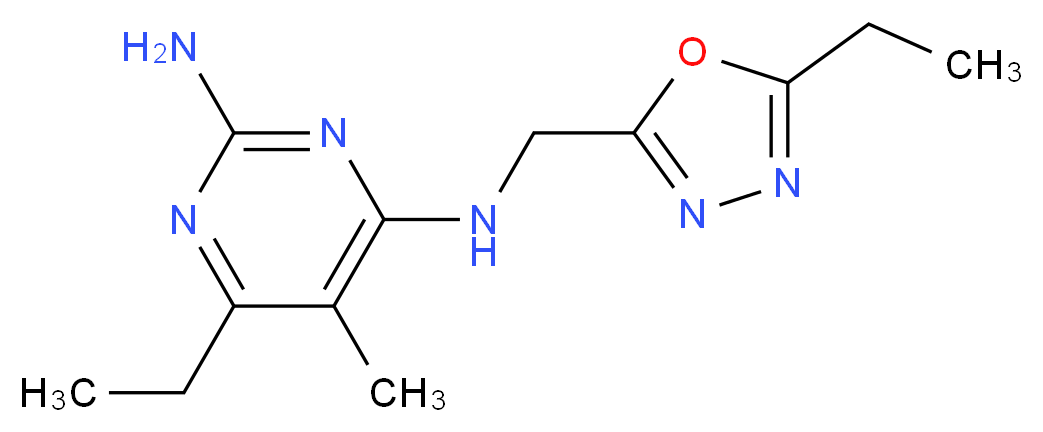 6-ethyl-N~4~-[(5-ethyl-1,3,4-oxadiazol-2-yl)methyl]-5-methylpyrimidine-2,4-diamine_Molecular_structure_CAS_)