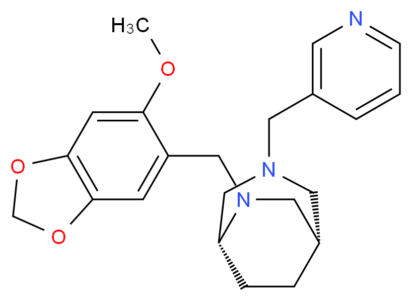 (1S*,5R*)-6-[(6-methoxy-1,3-benzodioxol-5-yl)methyl]-3-(pyridin-3-ylmethyl)-3,6-diazabicyclo[3.2.2]nonane_Molecular_structure_CAS_)