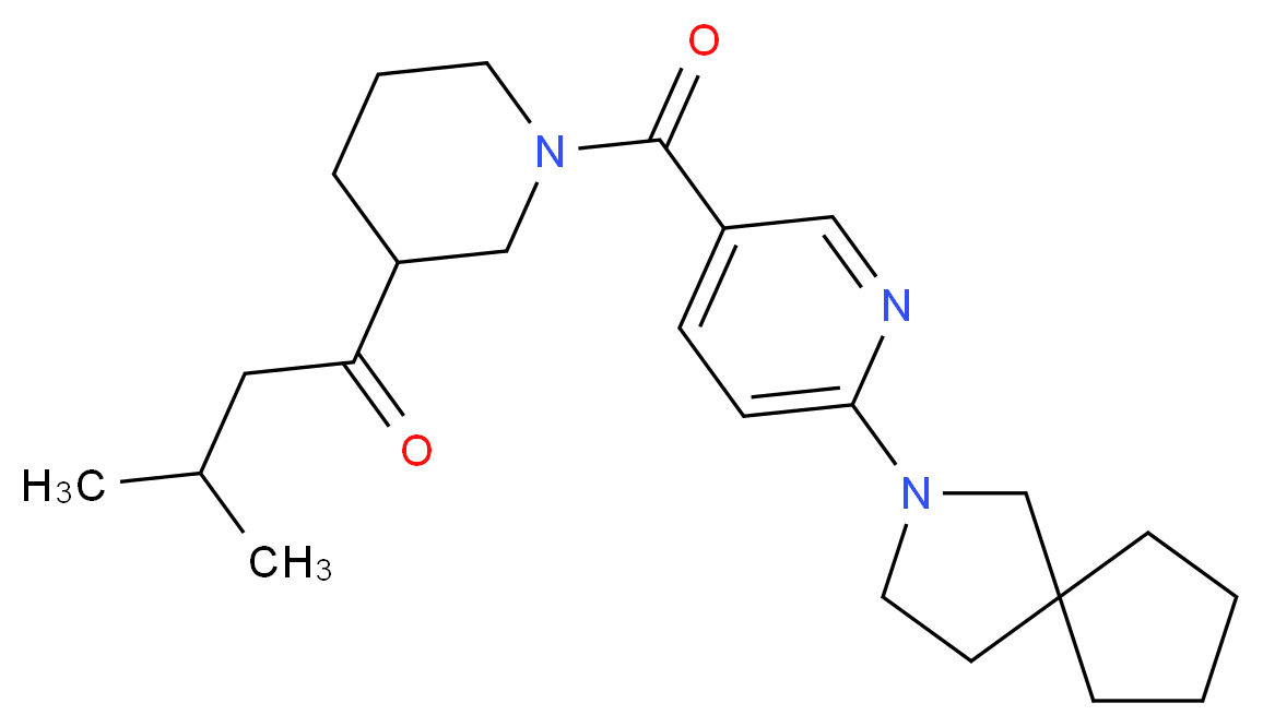 1-(1-{[6-(2-azaspiro[4.4]non-2-yl)pyridin-3-yl]carbonyl}piperidin-3-yl)-3-methylbutan-1-one_Molecular_structure_CAS_)