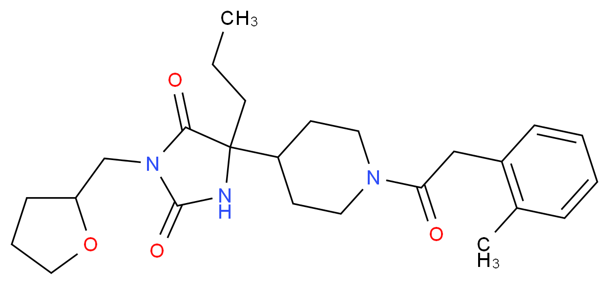 5-{1-[(2-methylphenyl)acetyl]-4-piperidinyl}-5-propyl-3-(tetrahydro-2-furanylmethyl)-2,4-imidazolidinedione_Molecular_structure_CAS_)