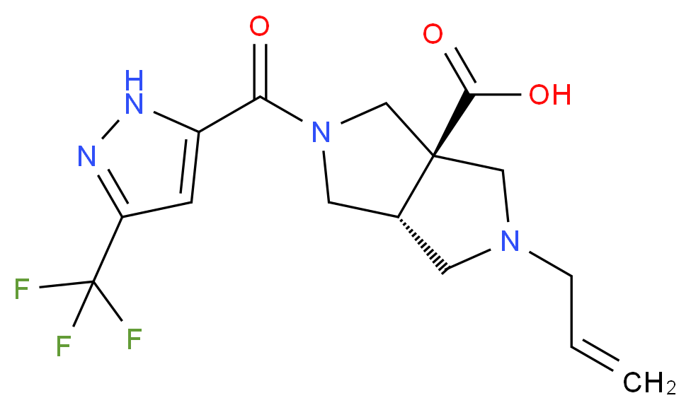 (3aR*,6aR*)-2-allyl-5-{[3-(trifluoromethyl)-1H-pyrazol-5-yl]carbonyl}hexahydropyrrolo[3,4-c]pyrrole-3a(1H)-carboxylic acid_Molecular_structure_CAS_)
