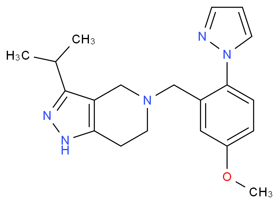 3-isopropyl-5-[5-methoxy-2-(1H-pyrazol-1-yl)benzyl]-4,5,6,7-tetrahydro-1H-pyrazolo[4,3-c]pyridine_Molecular_structure_CAS_)