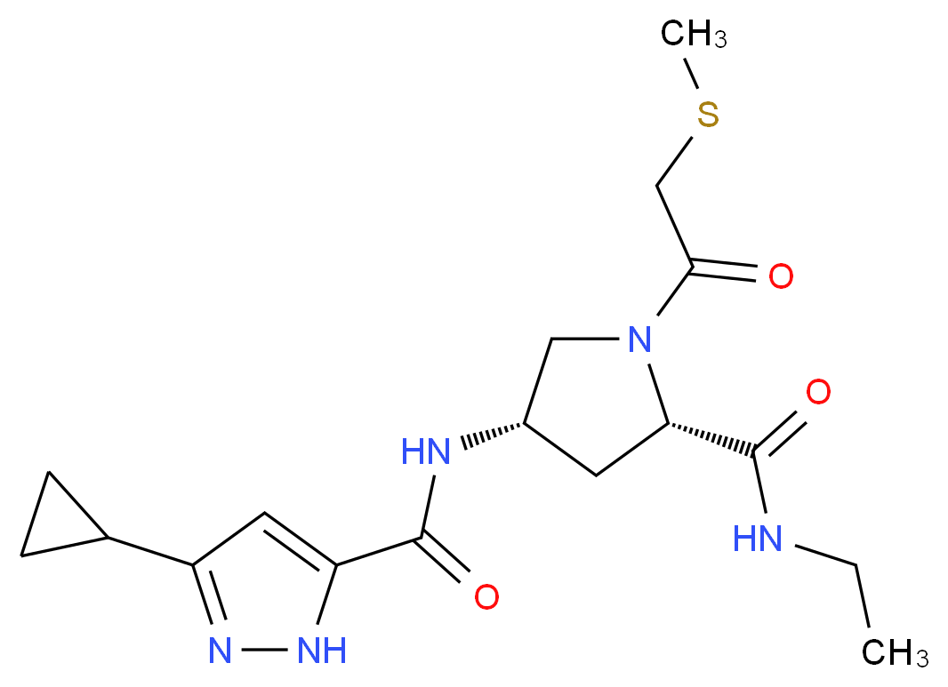(4S)-4-{[(3-cyclopropyl-1H-pyrazol-5-yl)carbonyl]amino}-N-ethyl-1-[(methylthio)acetyl]-L-prolinamide_Molecular_structure_CAS_)