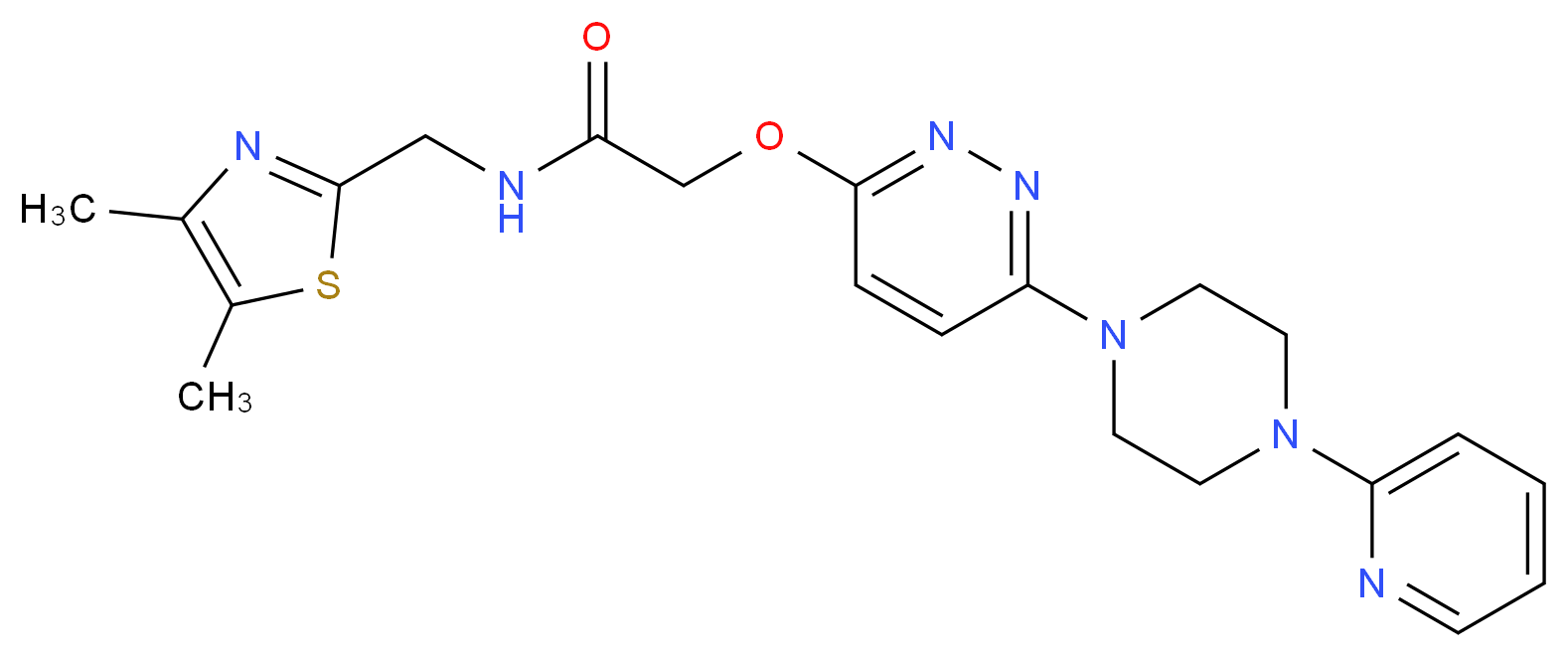 N-[(4,5-dimethyl-1,3-thiazol-2-yl)methyl]-2-({6-[4-(2-pyridinyl)-1-piperazinyl]-3-pyridazinyl}oxy)acetamide_Molecular_structure_CAS_)