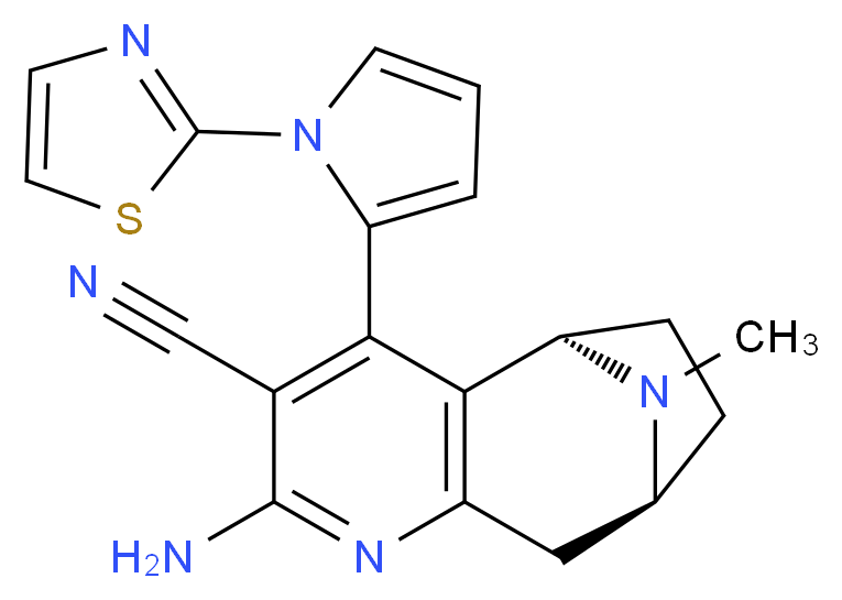(5R*,8S*)-2-amino-10-methyl-4-[1-(1,3-thiazol-2-yl)-1H-pyrrol-2-yl]-6,7,8,9-tetrahydro-5H-5,8-epiminocyclohepta[b]pyridine-3-carbonitrile_Molecular_structure_CAS_)