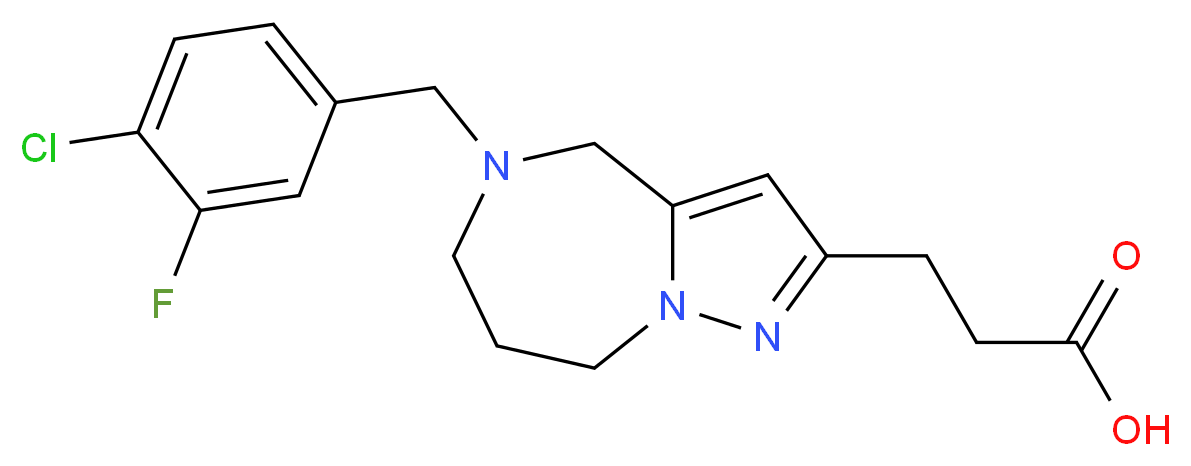 3-[5-(4-chloro-3-fluorobenzyl)-5,6,7,8-tetrahydro-4H-pyrazolo[1,5-a][1,4]diazepin-2-yl]propanoic acid_Molecular_structure_CAS_)