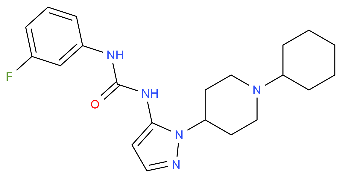 N-[1-(1-cyclohexyl-4-piperidinyl)-1H-pyrazol-5-yl]-N'-(3-fluorophenyl)urea_Molecular_structure_CAS_)