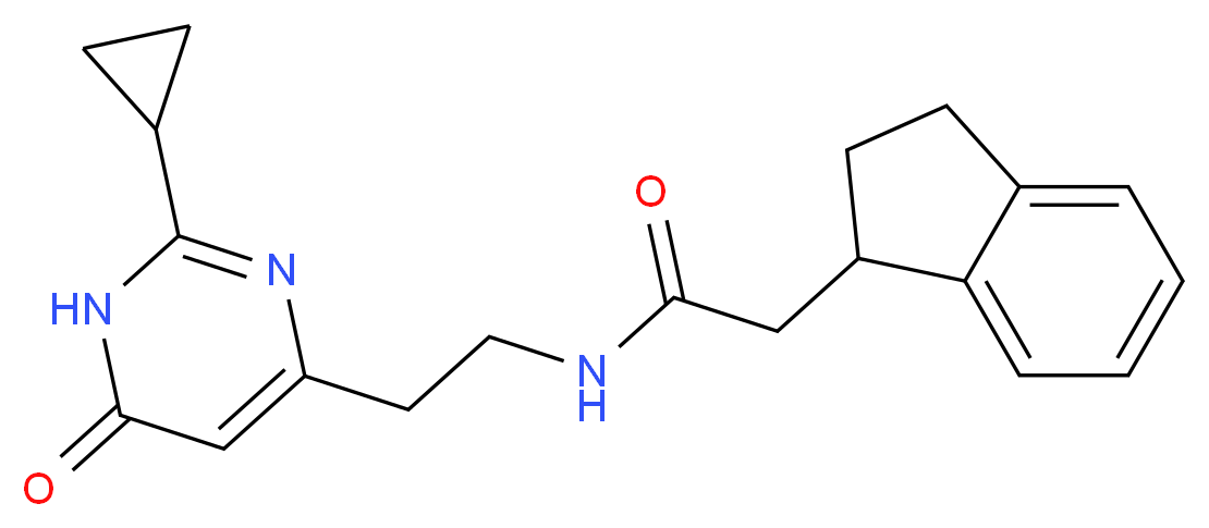 N-[2-(2-cyclopropyl-6-oxo-1,6-dihydropyrimidin-4-yl)ethyl]-2-(2,3-dihydro-1H-inden-1-yl)acetamide_Molecular_structure_CAS_)