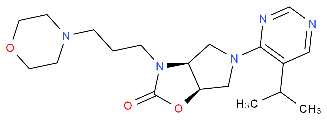 (3aS*,6aR*)-5-(5-isopropylpyrimidin-4-yl)-3-(3-morpholin-4-ylpropyl)hexahydro-2H-pyrrolo[3,4-d][1,3]oxazol-2-one_Molecular_structure_CAS_)