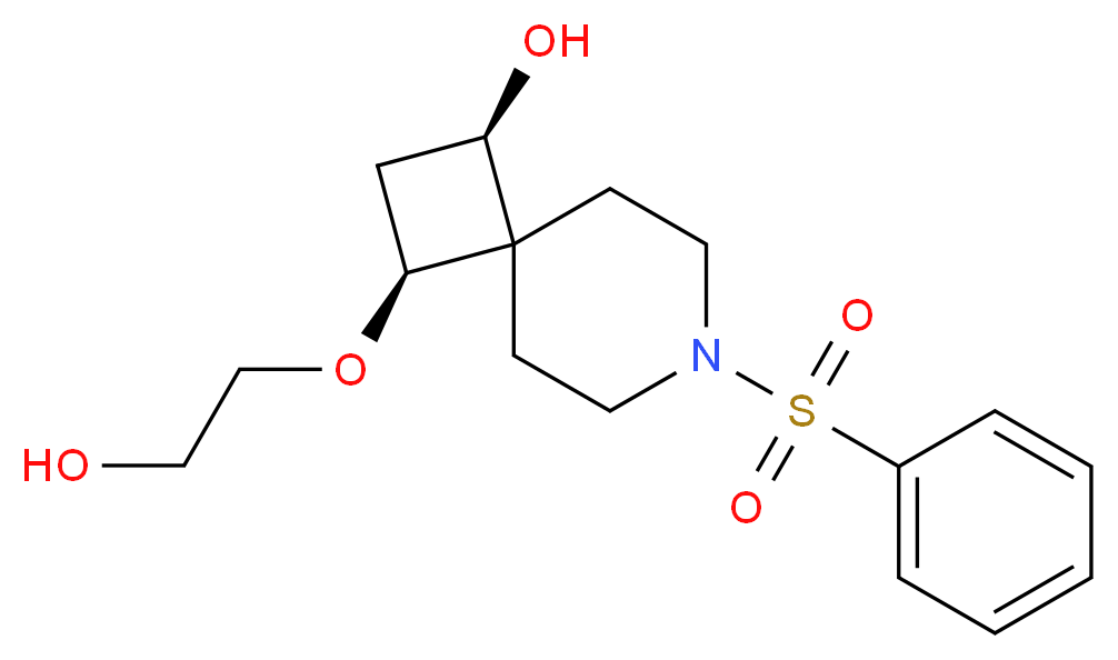 (1R*,3S*)-3-(2-hydroxyethoxy)-7-(phenylsulfonyl)-7-azaspiro[3.5]nonan-1-ol_Molecular_structure_CAS_)