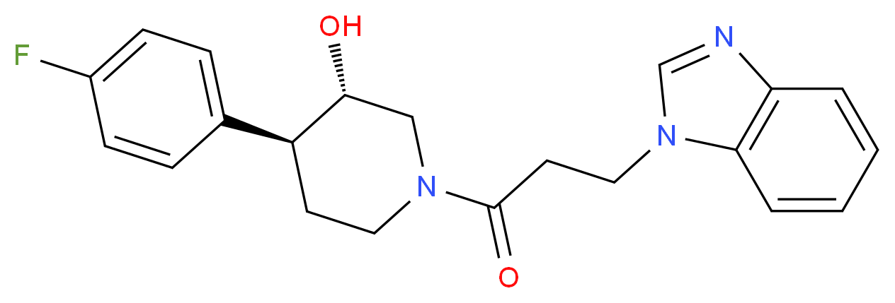 (3S*,4S*)-1-[3-(1H-benzimidazol-1-yl)propanoyl]-4-(4-fluorophenyl)piperidin-3-ol_Molecular_structure_CAS_)