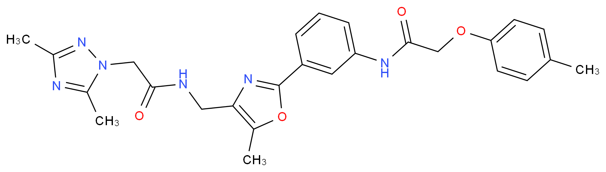 2-(3,5-dimethyl-1H-1,2,4-triazol-1-yl)-N-{[5-methyl-2-(3-{[(4-methylphenoxy)acetyl]amino}phenyl)-1,3-oxazol-4-yl]methyl}acetamide_Molecular_structure_CAS_)