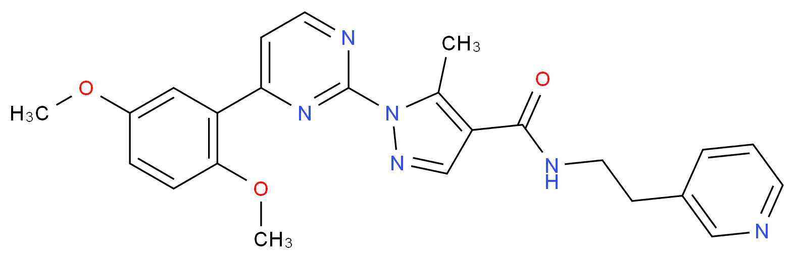 1-[4-(2,5-dimethoxyphenyl)-2-pyrimidinyl]-5-methyl-N-[2-(3-pyridinyl)ethyl]-1H-pyrazole-4-carboxamide_Molecular_structure_CAS_)