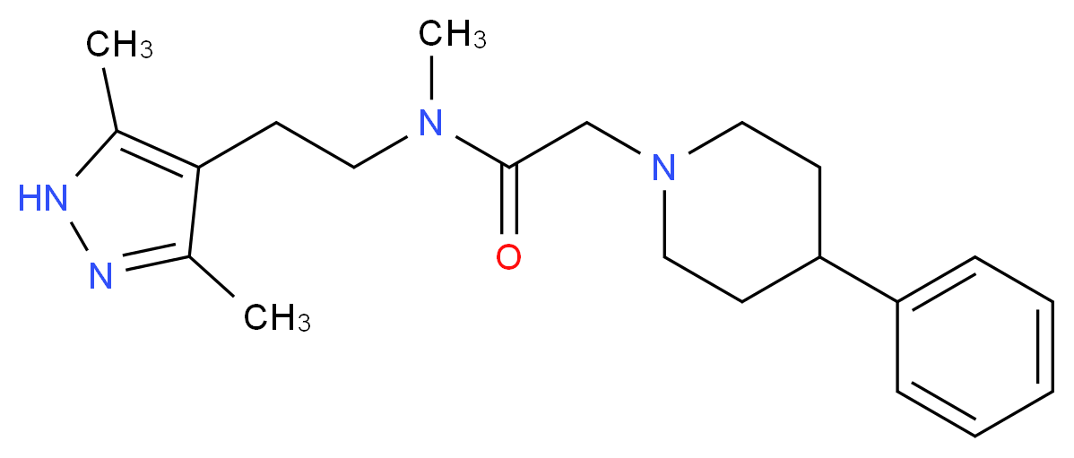 N-[2-(3,5-dimethyl-1H-pyrazol-4-yl)ethyl]-N-methyl-2-(4-phenyl-1-piperidinyl)acetamide_Molecular_structure_CAS_)