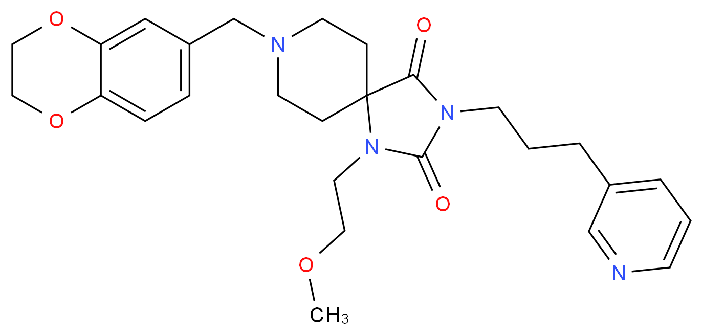 8-(2,3-dihydro-1,4-benzodioxin-6-ylmethyl)-1-(2-methoxyethyl)-3-[3-(3-pyridinyl)propyl]-1,3,8-triazaspiro[4.5]decane-2,4-dione_Molecular_structure_CAS_)