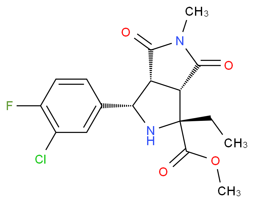 methyl (1R*,3S*,3aR*,6aS*)-3-(3-chloro-4-fluorophenyl)-1-ethyl-5-methyl-4,6-dioxooctahydropyrrolo[3,4-c]pyrrole-1-carboxylate_Molecular_structure_CAS_)