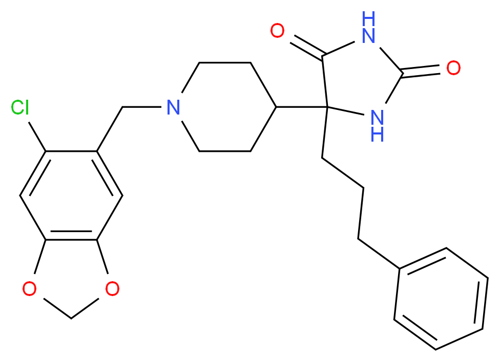 5-{1-[(6-chloro-1,3-benzodioxol-5-yl)methyl]-4-piperidinyl}-5-(3-phenylpropyl)-2,4-imidazolidinedione_Molecular_structure_CAS_)