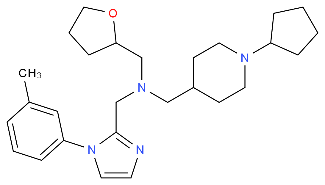 1-(1-cyclopentyl-4-piperidinyl)-N-{[1-(3-methylphenyl)-1H-imidazol-2-yl]methyl}-N-(tetrahydro-2-furanylmethyl)methanamine_Molecular_structure_CAS_)