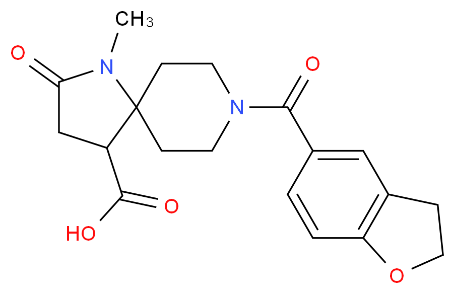 8-(2,3-dihydro-1-benzofuran-5-ylcarbonyl)-1-methyl-2-oxo-1,8-diazaspiro[4.5]decane-4-carboxylic acid_Molecular_structure_CAS_)